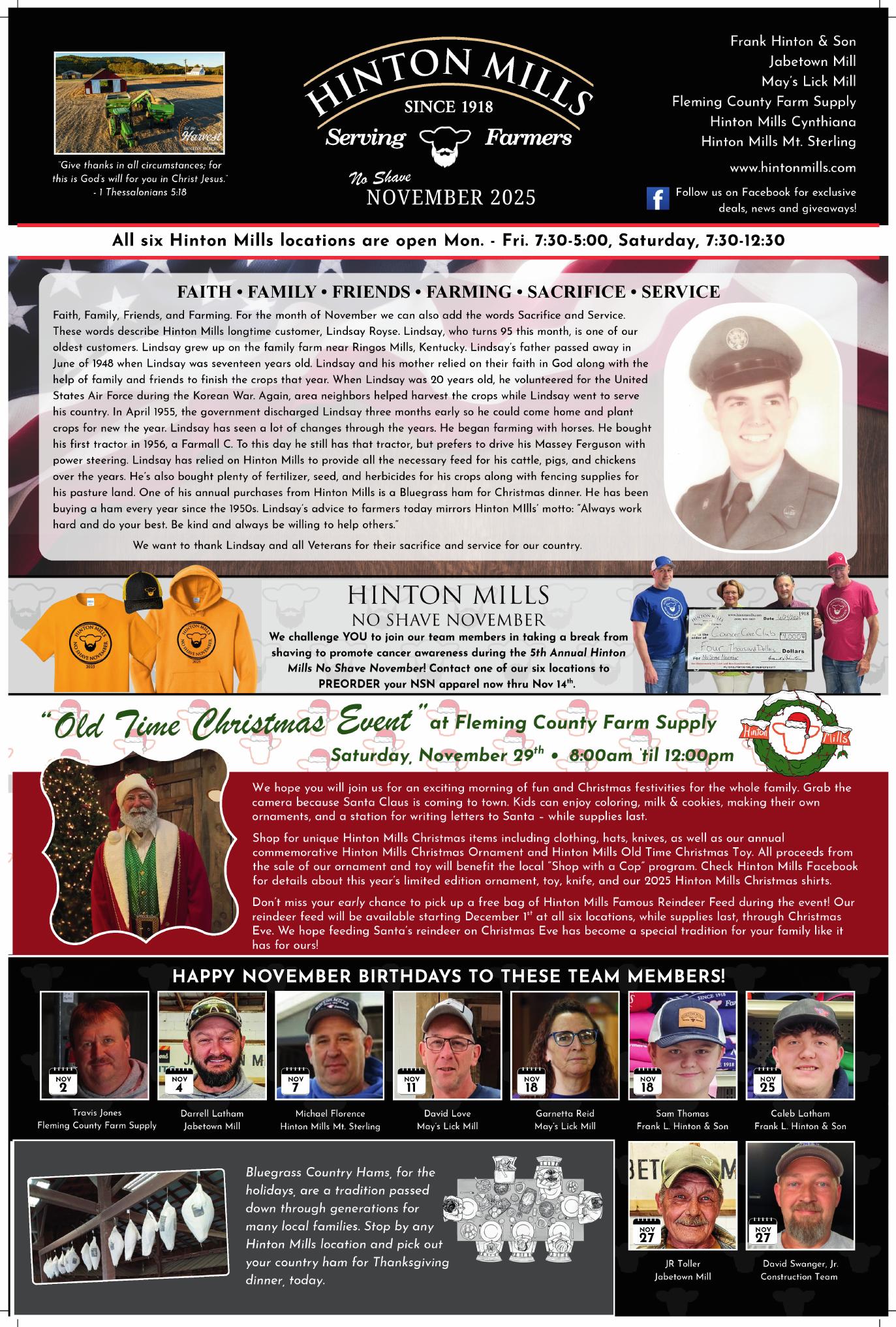 November 2025 Hinton Mills newsletter cover