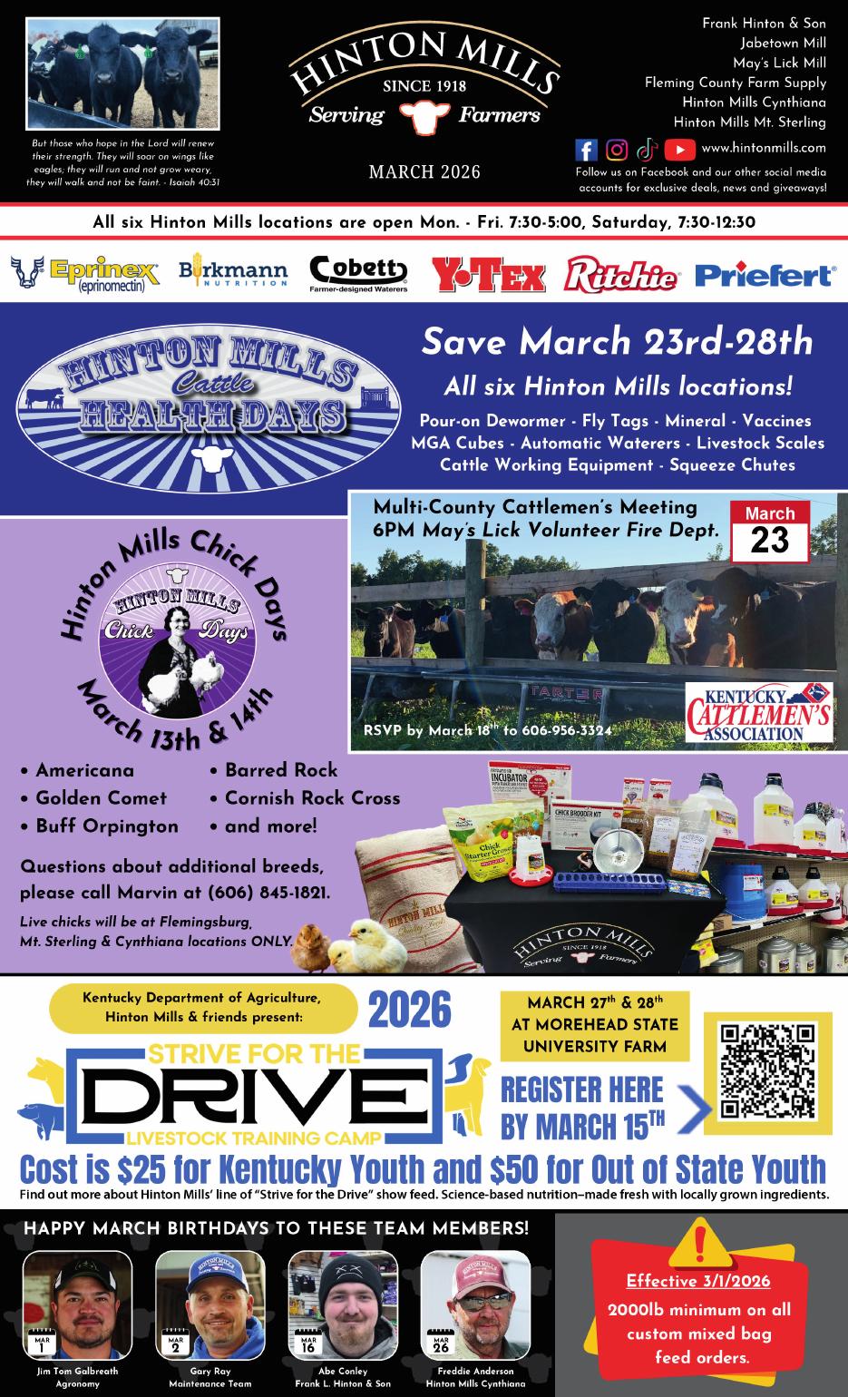 March 2026 Hinton Mills newsletter cover