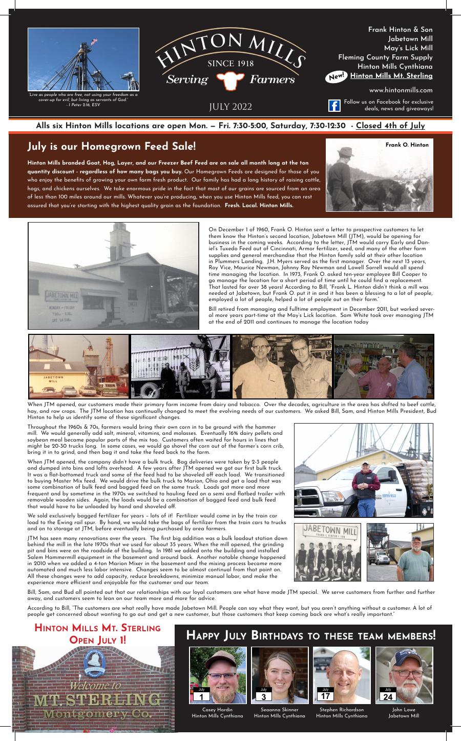 July 2022 Hinton Mills newsletter cover