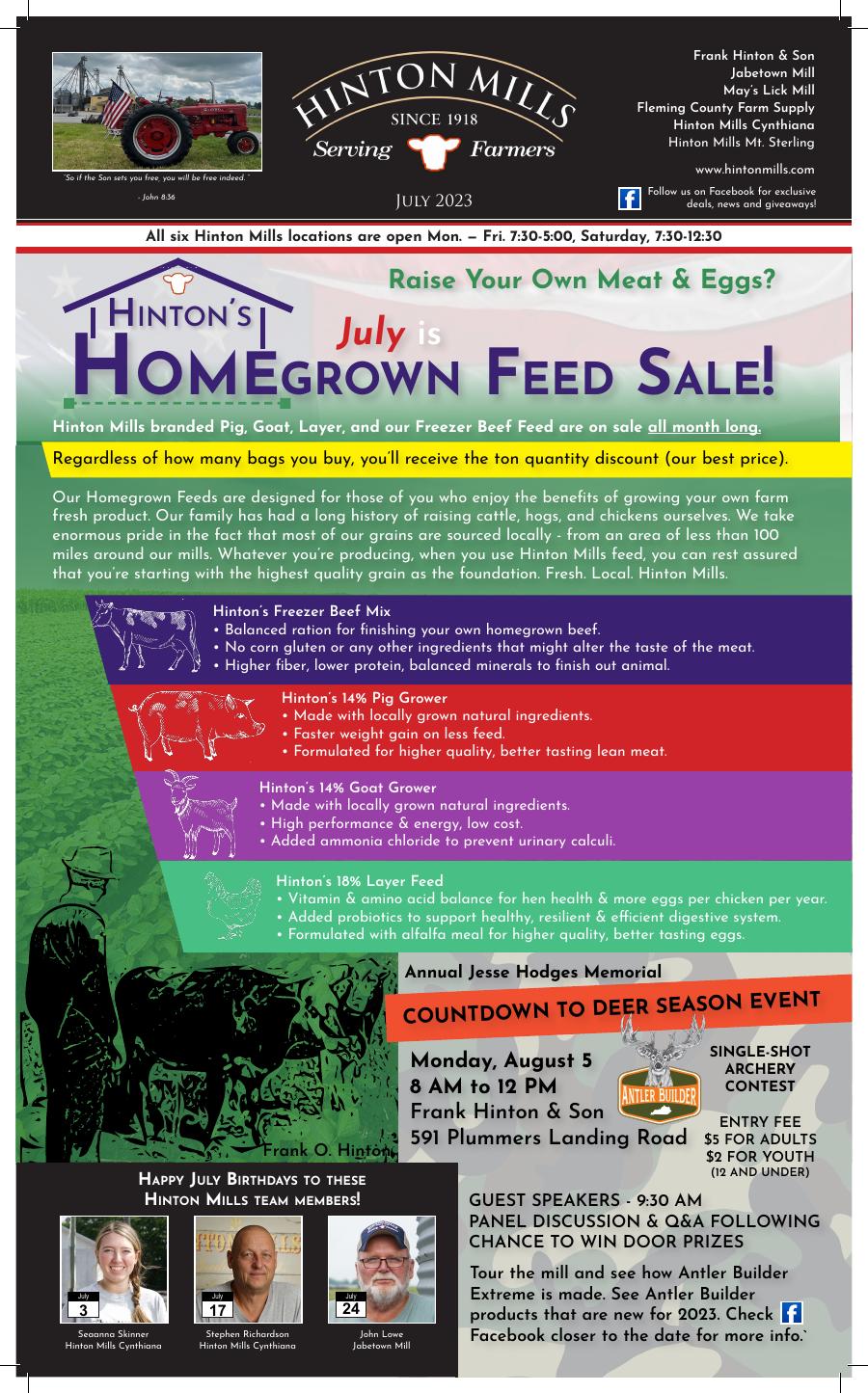 July 2023 Hinton Mills newsletter cover