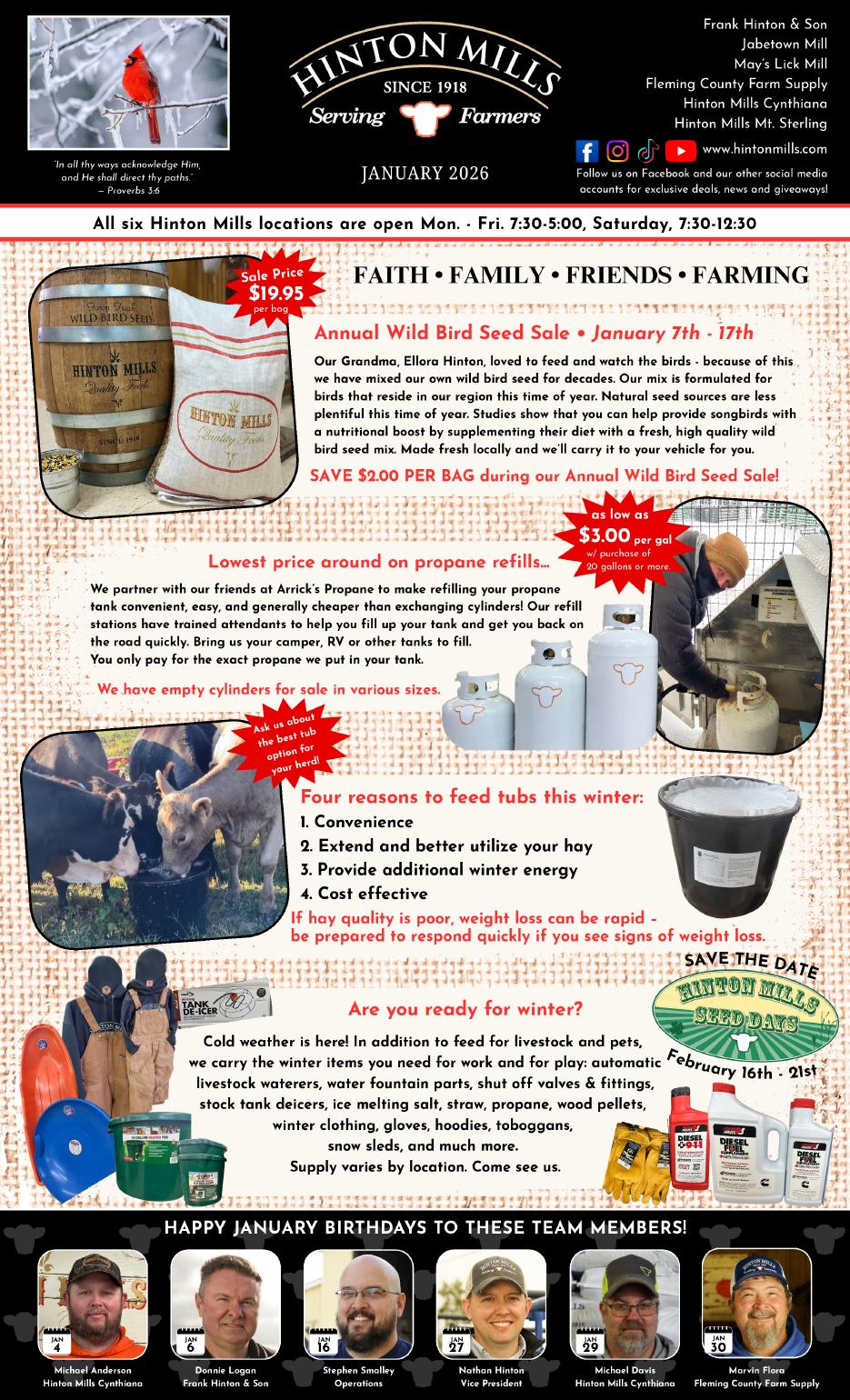 January 2026 Hinton Mills newsletter cover