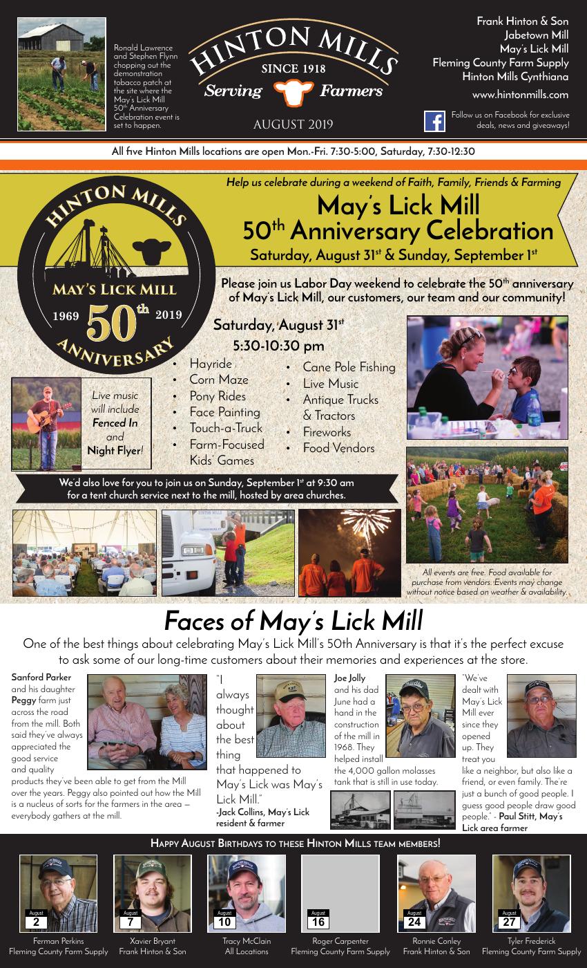 August 2019 Hinton Mills newsletter cover