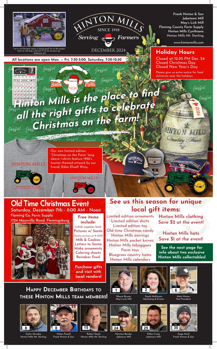 December 2024 Hinton Mills newsletter cover