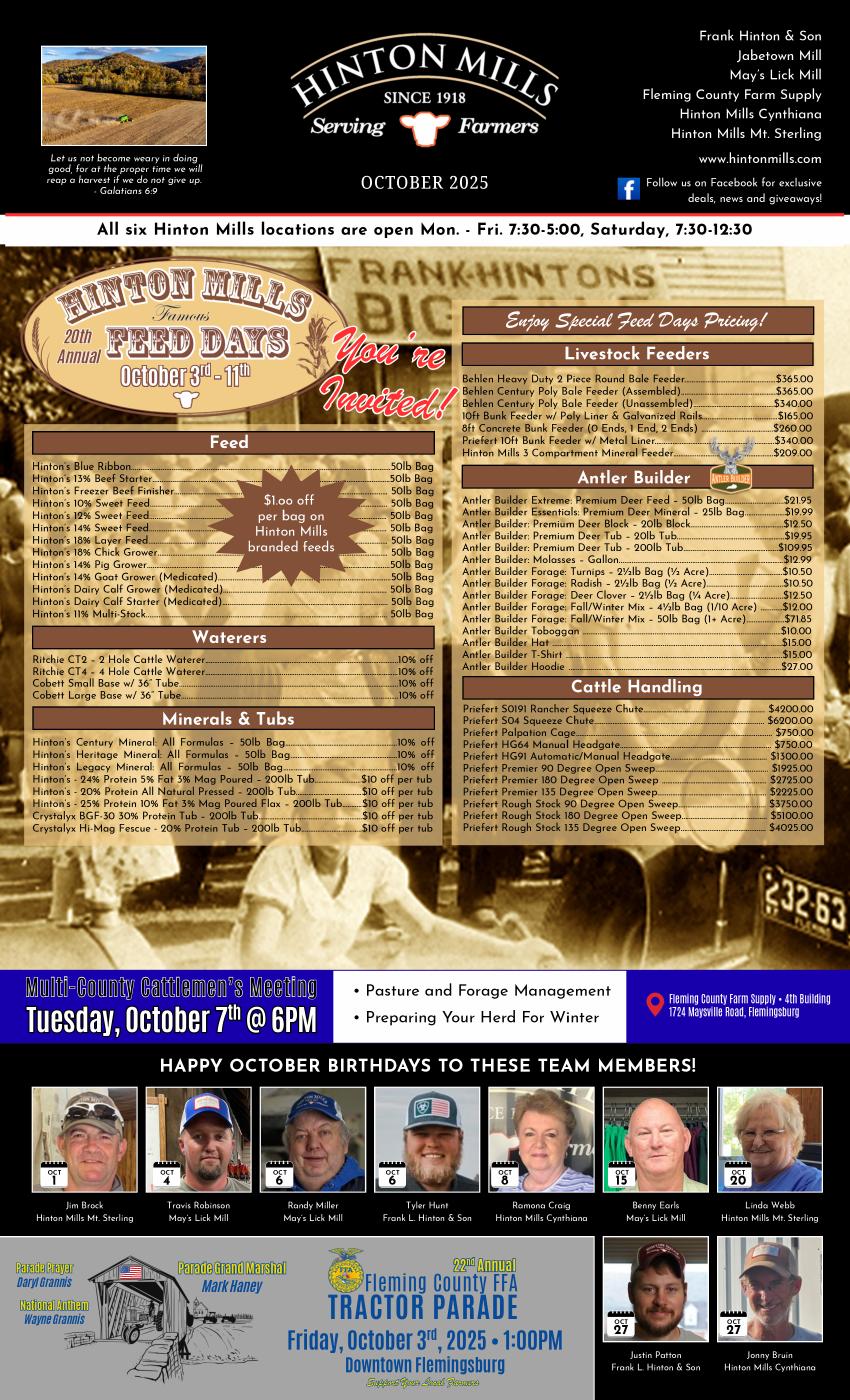 October 2025 Hinton Mills newsletter cover