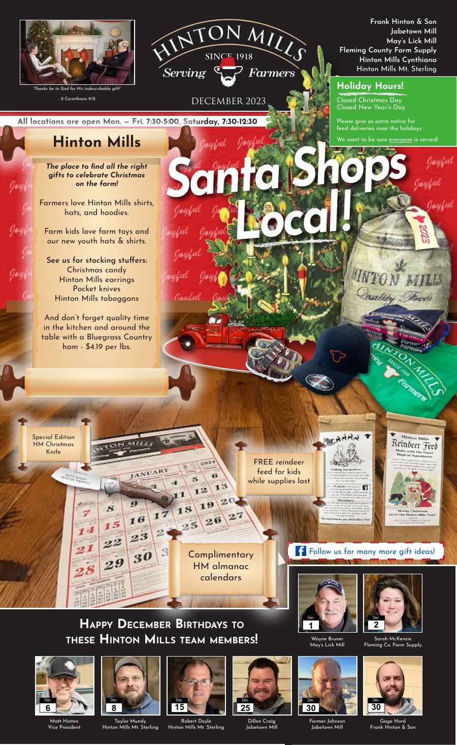 December 2023 Hinton Mills newsletter cover