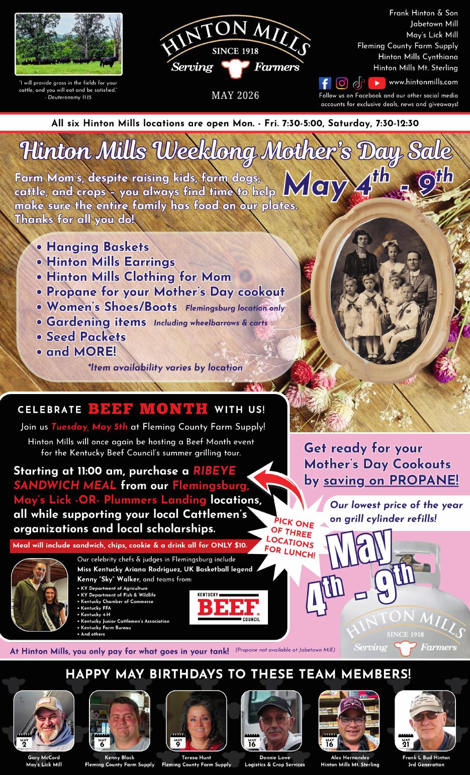 May 2026 Hinton Mills newsletter cover