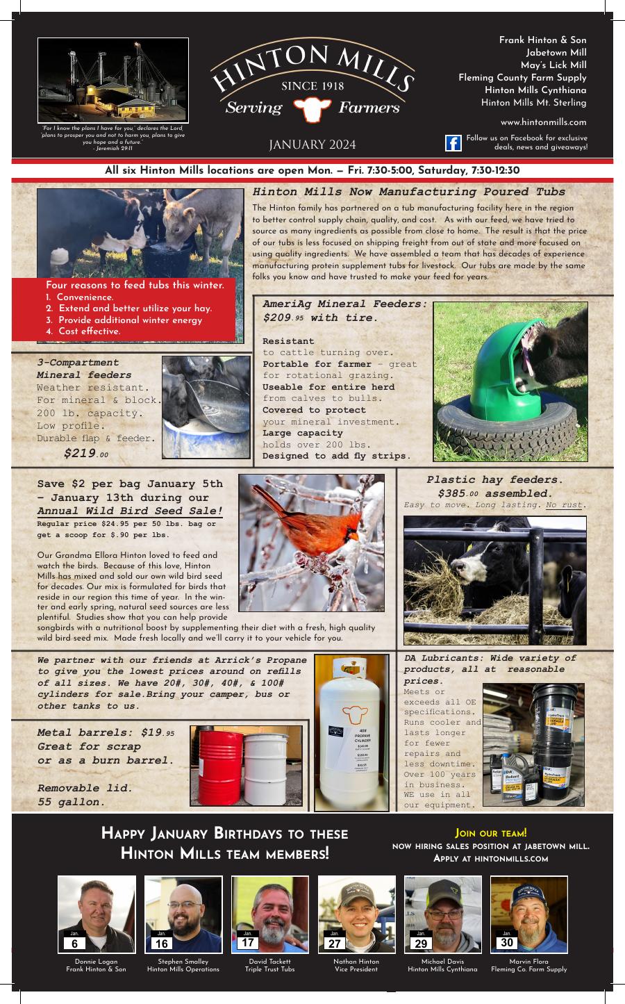 January 2024 Hinton Mills newsletter cover