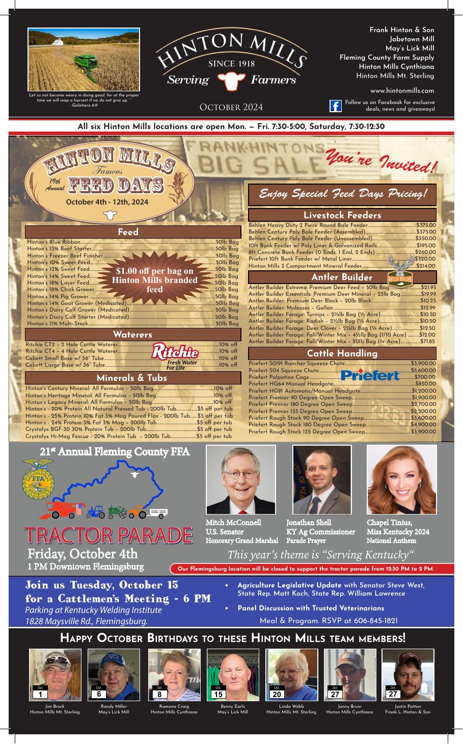 October 2024 Hinton Mills newsletter cover