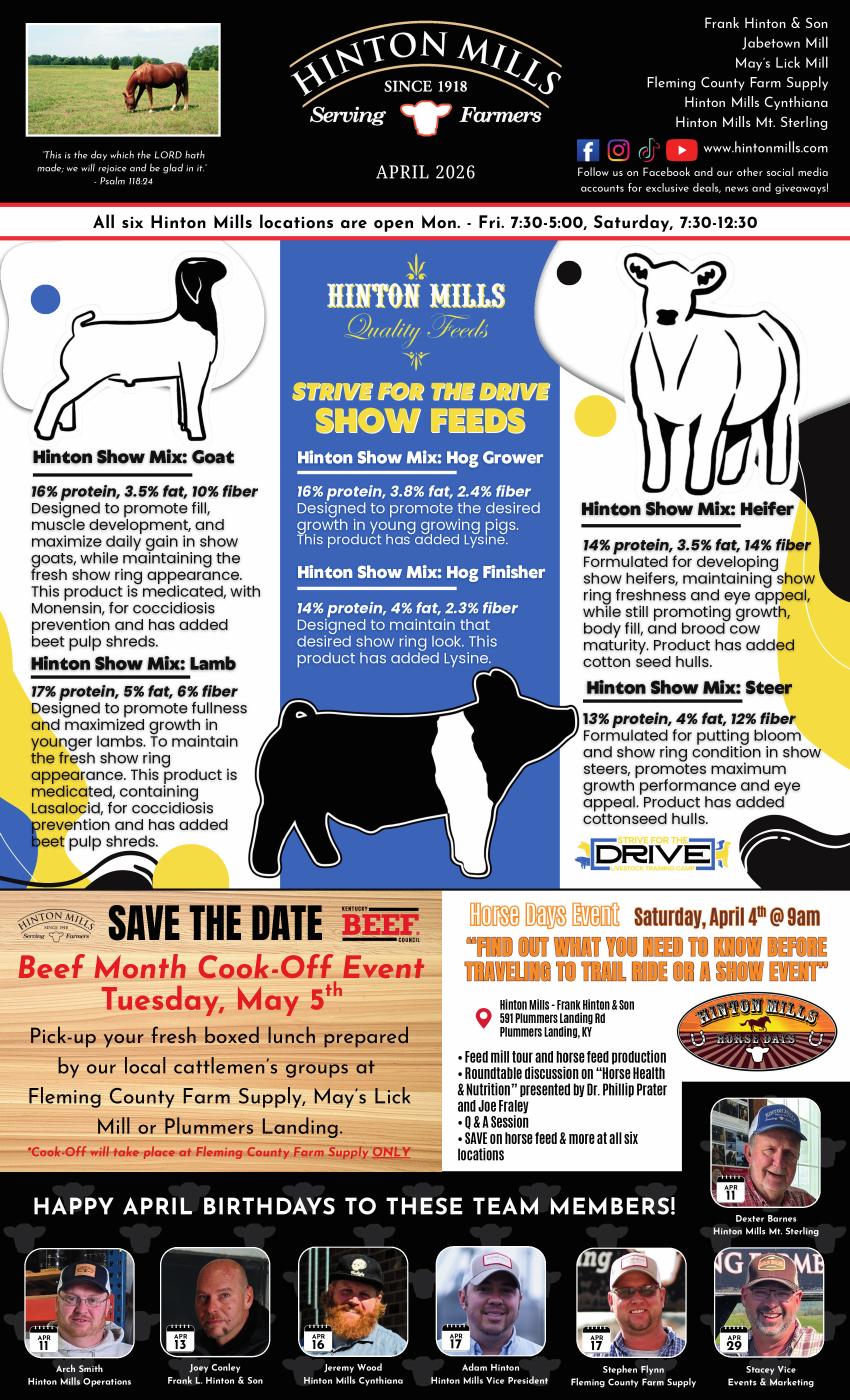 April 2026 Hinton Mills newsletter cover