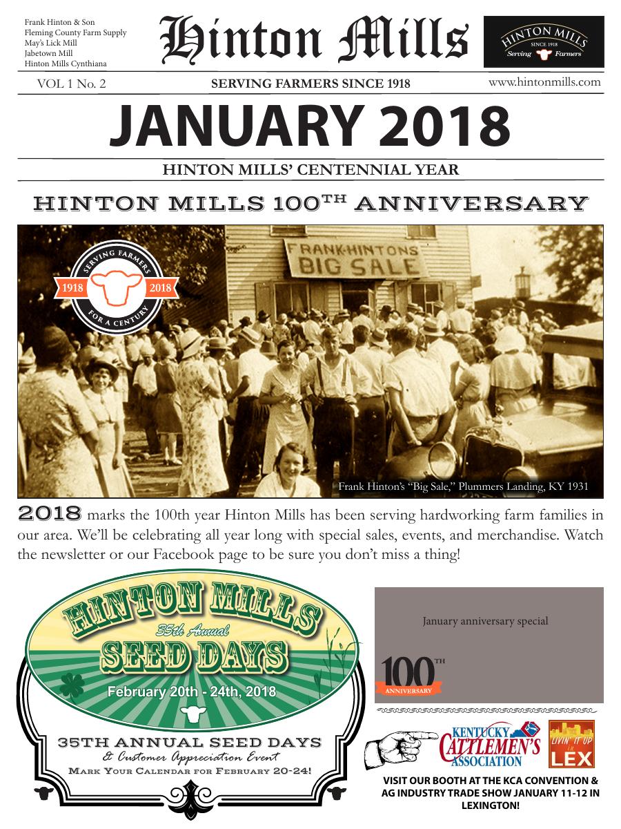 January 2018 Hinton Mills newsletter cover
