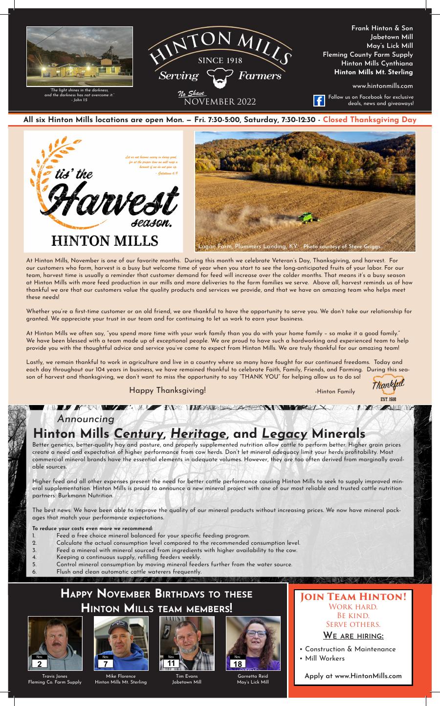 November 2022 Hinton Mills newsletter cover