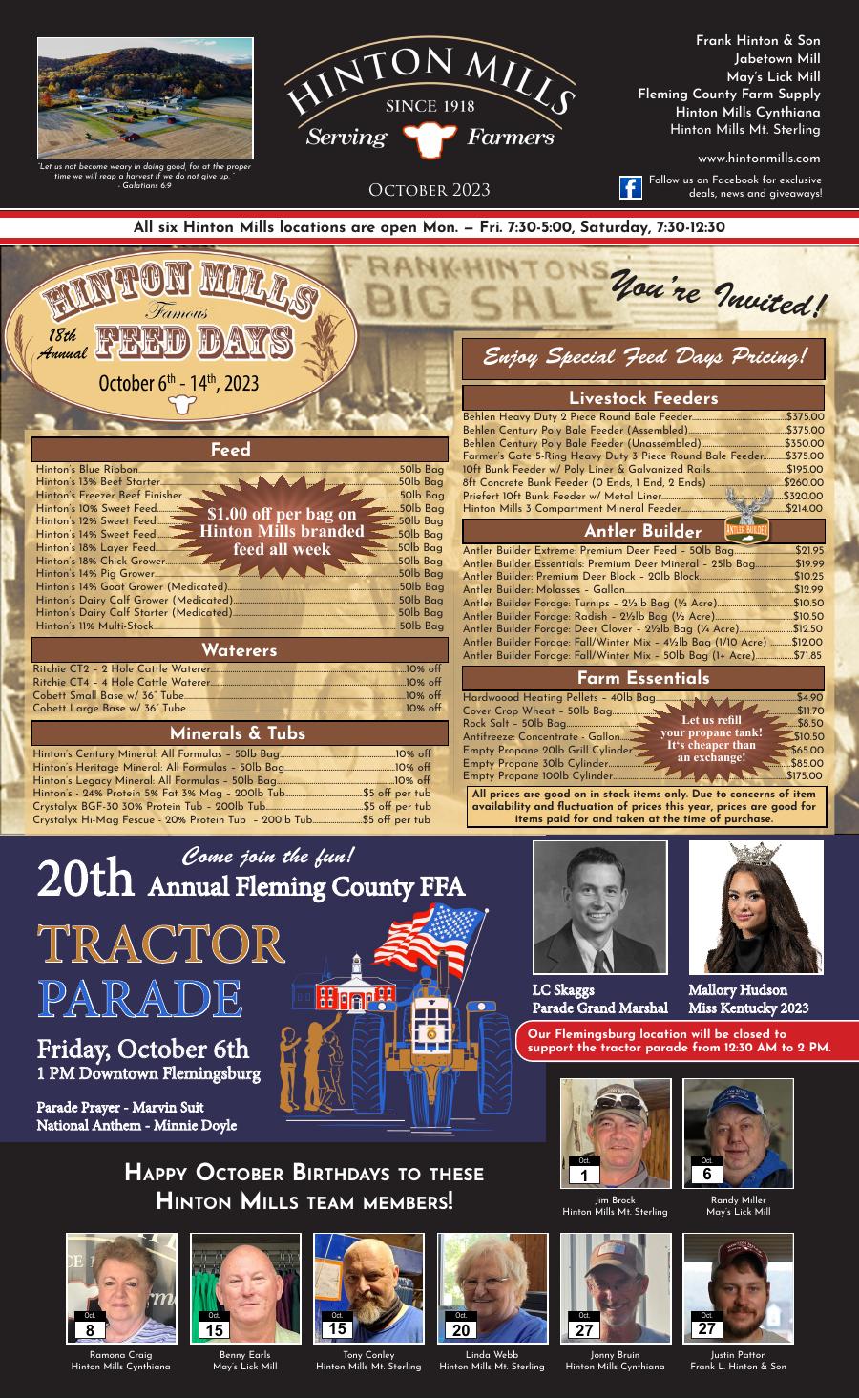 October 2023 Hinton Mills newsletter cover