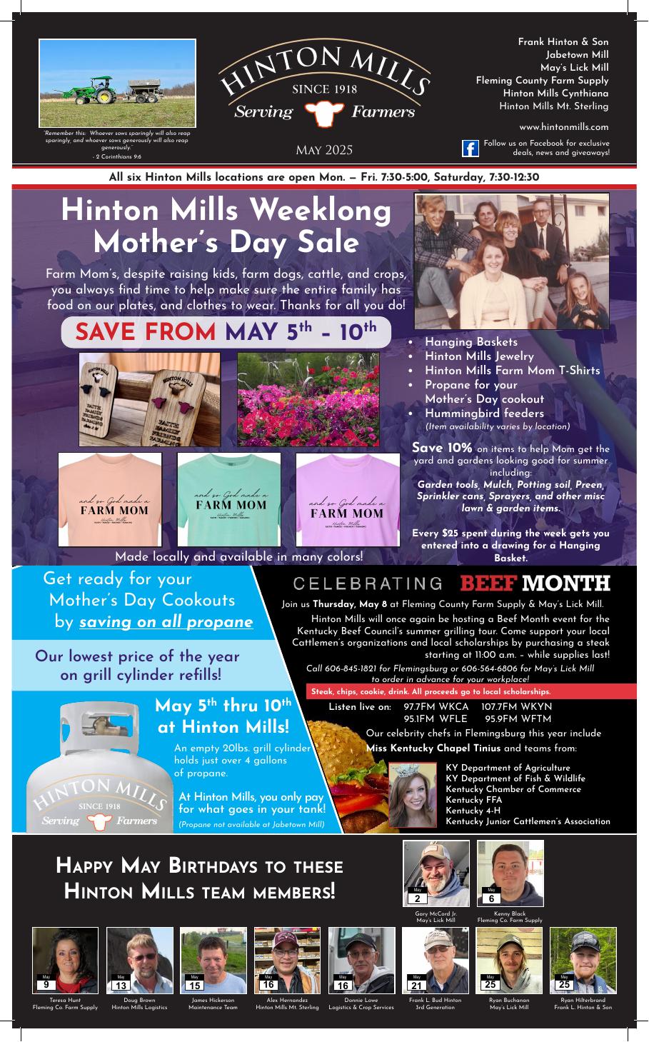 May 2025 Hinton Mills newsletter cover
