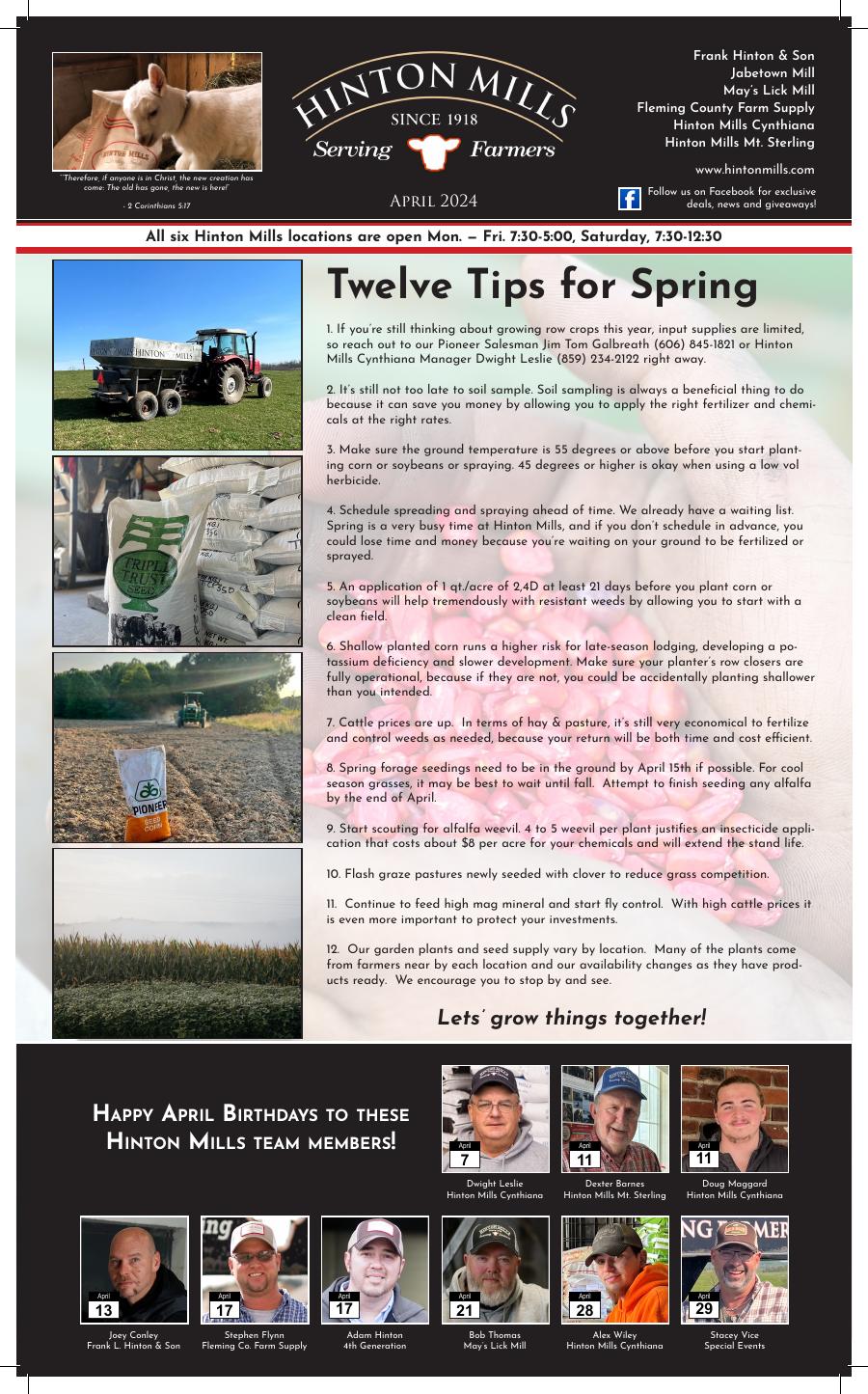 April 2024 Hinton Mills newsletter cover