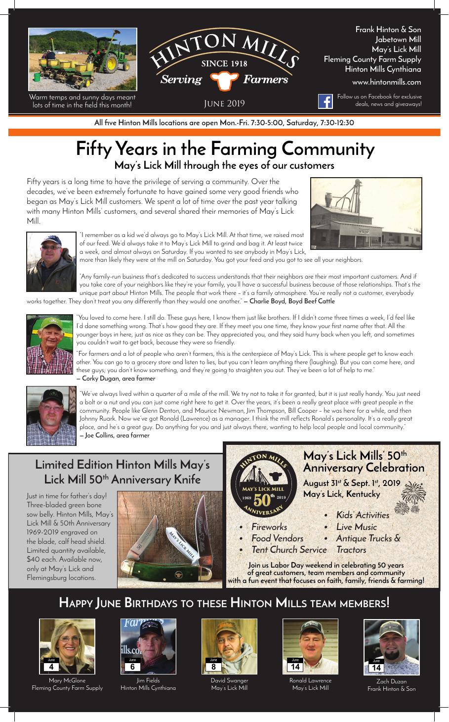 June 2019 Hinton Mills newsletter cover