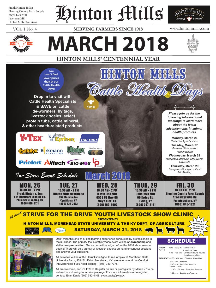 March 2018 Hinton Mills newsletter cover